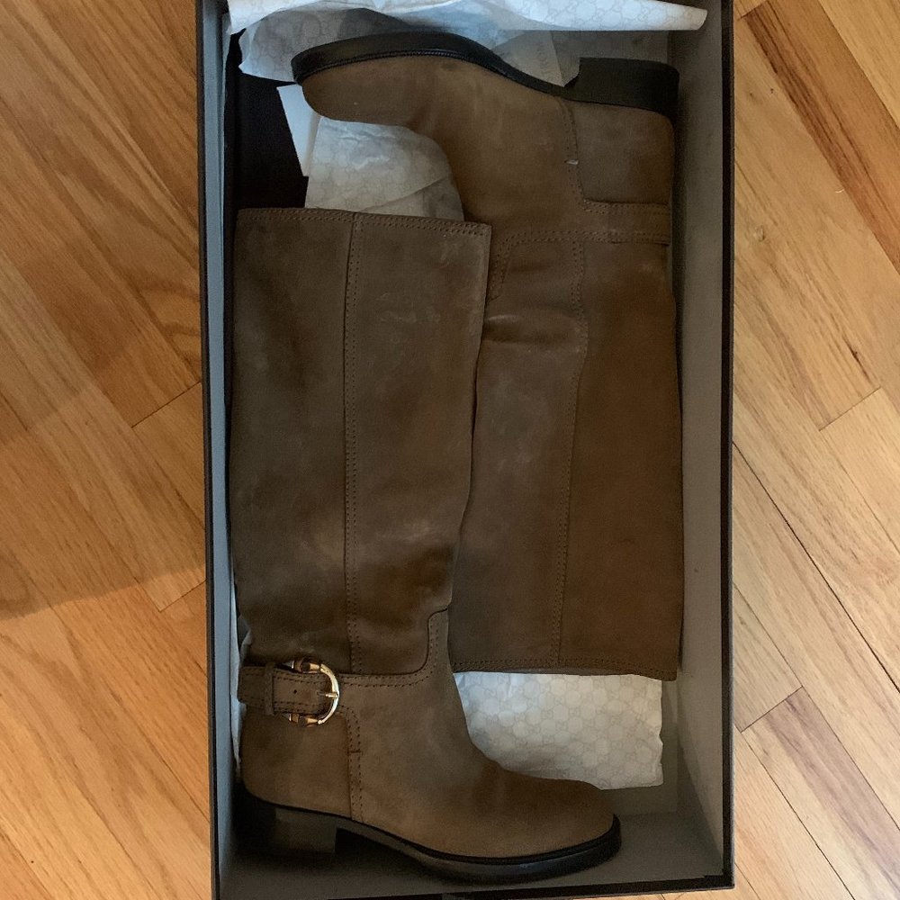 Gucci Tall Brown Suede Boots w/ Buckle Size EU36